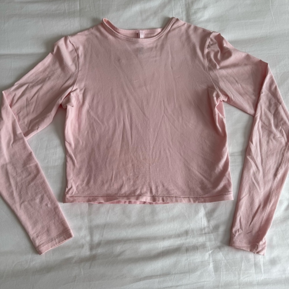 SKIMS Pink Vintage Cropped Long Sleeve Top